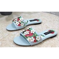 Dolce & Gabbana Heel 10.5cm print Floral slides Light Blue 2023