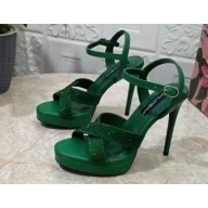 Dolce & Gabbana Heel 12cm Platform 1.5cm criss-cross straps sandals Green with rhinestone 2023