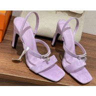 Hermes Heel 9.5cm Glamour Sandals in suede goatskin Violet 2023