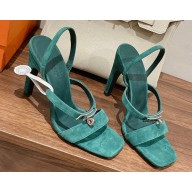 Hermes Heel 9.5cm Glamour Sandals in suede goatskin Green 2023