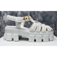 Prada Monolith raffia sandals White 2023