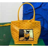 Goyard Hulot Print Anjou Reversible Mini Tote Bag Yellow