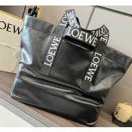 Loewe Fold Shopper Bag in paper calfskin Black 2023
