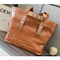 Loewe Fold Shopper Bag in paper calfskin Brown 2023