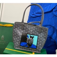 Goyard Hulot Print Anjou Reversible Mini Tote Bag Gray