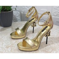 Dolce & Gabbana DG Heel 12cm Platform 1.5cm Leather sandals Gold 2023