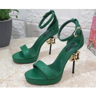 Dolce & Gabbana DG Heel 12cm Platform 1.5cm Leather sandals Green 2023