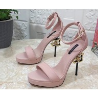 Dolce & Gabbana DG Heel 12cm Platform 1.5cm Leather sandals Pink 2023