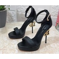 Dolce & Gabbana DG Heel 12cm Platform 1.5cm Leather sandals Black 2023