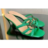 Gucci heel 4.5cm braided leather Nojum Slide sandals Green 2023