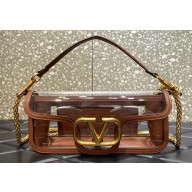 Valentino Loco Shoulder Bag In Transparent Polymeric Material Brown 2023