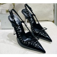 Versace Heel 11cm Laced Pin-Point Slingback Pumps Black 2023