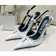 Versace Heel 11cm Laced Pin-Point Slingback Pumps White 2023