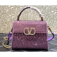 Valentino Mini VSling Bag with rhinestone gradient Purple 2023