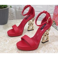 Dolce & Gabbana DG Pop Heel 12cm Platform 1.5cm Leather sandals Red 2023