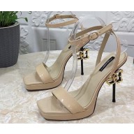 Dolce & Gabbana DG Heel 12cm Platform 1.5cm Patent Leather sandals Beige 2023