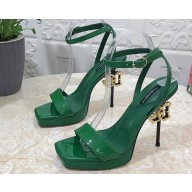 Dolce & Gabbana DG Heel 12cm Platform 1.5cm Patent Leather sandals Green 2023