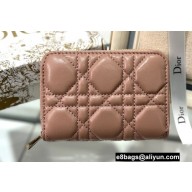 Dior Small Lady Dior Voyageur Coin Purse in Cannage Lambskin Nude