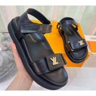 Louis Vuitton LV Sunset Comfort Flat Sandals Leather Black 2023