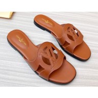 Louis Vuitton leather LV Isola Flat Mules Brown 2023