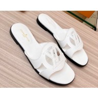 Louis Vuitton leather LV Isola Flat Mules White 2023
