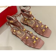 Valentino Rockstud Net Kidskin Sandals Brown 2023