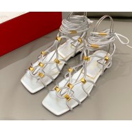 Valentino Rockstud Net Kidskin Sandals Silver 2023