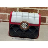 Gucci Deco mini shoulder bag 741457 in quilted Leather Black/White/Red 2023