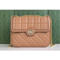Gucci Deco small shoulder bag 740834 in quilted Leather Beige 2023