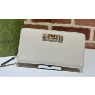 Gucci Zip wallet with Interlocking G python bow 750458 White 2023