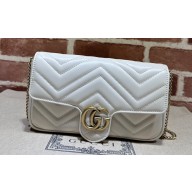 Gucci GG Marmont mini card case chain wallet 751526 White 2023