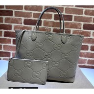 Gucci Jumbo GG leather large tote bag ‎726755 Gray 2023