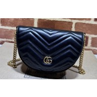 Gucci leather GG Marmont matelassé chain mini bag ‎746431 Black 2023