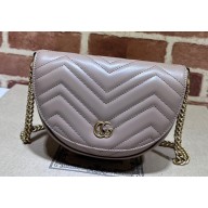 Gucci leather GG Marmont matelassé chain mini bag ‎746431 Nude 2023