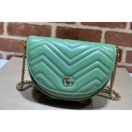 Gucci leather GG Marmont matelassé chain mini bag ‎746431 Light Green 2023