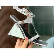 Giuseppe Zanotti Heel 8.5cm Tutankamon patent leather sandals Silver 2023