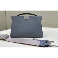 Fendi full-grain leather Peekaboo ISeeU XCross Bag Gray 2023