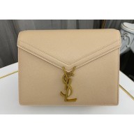 Saint Laurent cassandra medium chain bag in grain de poudre embossed leather 532750 Beige