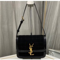 Saint Laurent solferino small bag in quilted nubuck suede 739139 Black