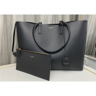 Saint Laurent Shopping e/w bag in supple leather 600281 Black