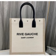 Saint Laurent rive gauche n/s shopping bag in linen and cotton 631682 White