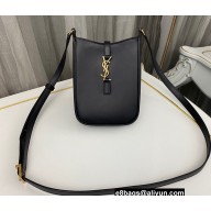 Saint Laurent le 5 à 7 mini vertical Bag in vegetable-tanned leather 735214 Black