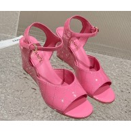 Chanel Quilting Wedge Sandals Patent Pink 2023