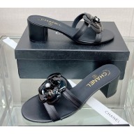 Chanel Heel 5.5cm Camellia and Pearl Mules Black 2023