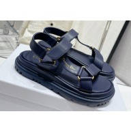 Dior D-Wave Sandals in Lambskin Dark Blue 2023