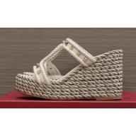 Valentino Heel 9.5cm Platform 3.5cm Rockstud wedge sandals in calfskin White 2023
