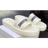 Dior Heel 3cm Every-D Slides in Embossed Lambskin White 2023