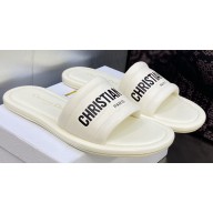 Dior Every-D Flat Slides in Embossed Lambskin White 2023