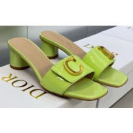 Dior Heel 4.5cm C'est Slides Patent Calfskin Green 2023