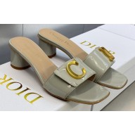 Dior Heel 4.5cm C'est Slides Patent Calfskin Gray 2023